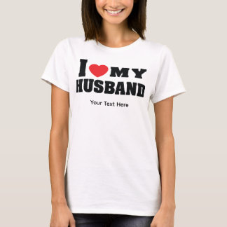Camiseta Amo a mi esposo texto con símbolo de corazón rojo