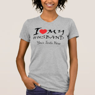 Camiseta Amo a mi esposo texto con símbolo de corazón rojo 
