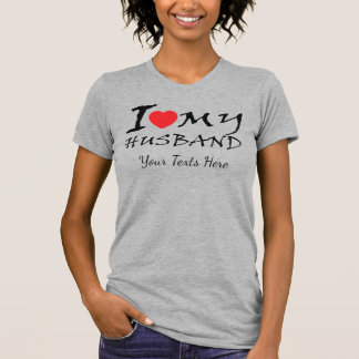 Camiseta Amo a mi esposo texto con símbolo de corazón rojo