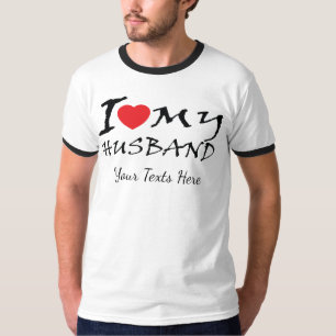 Camiseta Amo a mi esposo texto con símbolo de corazón rojo