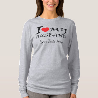 Camiseta Amo a mi esposo texto con símbolo de corazón rojo