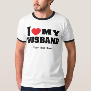 Camiseta Amo a mi esposo texto con símbolo de corazón rojo