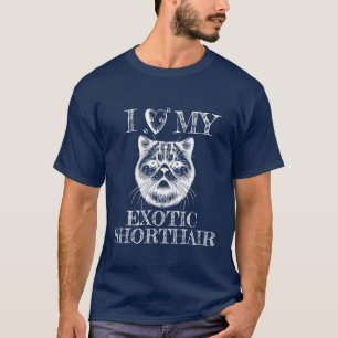 Camiseta Amo a mi Exótico de Pelo Corto, Huellas de Gato Bl