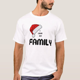 Camiseta Amo a mi familia Navidades de moda Santa Hat White