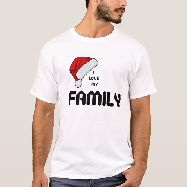 Camiseta Amo a mi familia Navidades de moda Santa Hat White (Anverso)