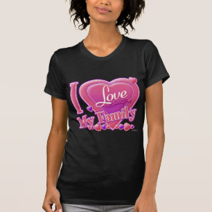 Camiseta Amo a mi familia rosa/púrpura - corazón