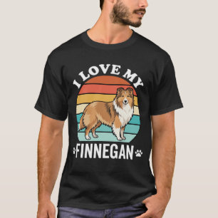 Camiseta Amo a mi Finnegan Sheltie Atardecer Retro