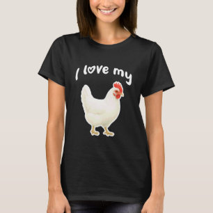 Camiseta Amo a mi gallina Leghorn blanca