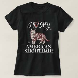 Camiseta Amo a mi gato American Shorthair Arte Burgundy