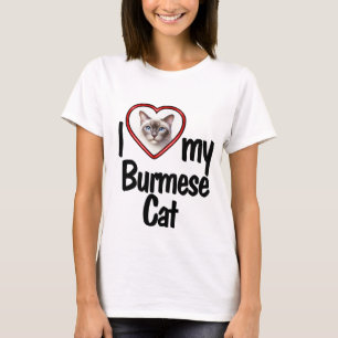Camiseta Amo a mi gato birmano - Marco de foto con corazón