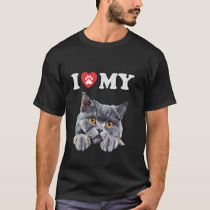 Camiseta Amo a mi gato británico de pelo corto gatito diver