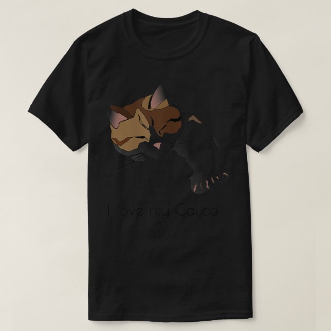 Camiseta Amo a mi gato calico T  (Diseño del anverso)