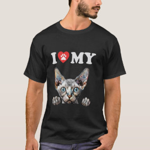 Camiseta Amo a mi gato Don Sphynx Kitten Gato Divertido Ama