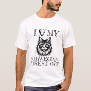 Camiseta Amo a mi gato forestal noruego Huellas de patas ne