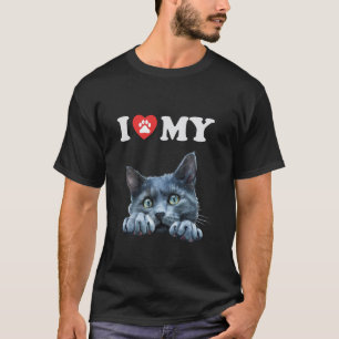 Camiseta Amo a mi gato gatito azul ruso Amante de gatos div