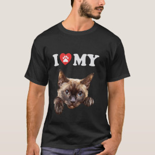 Camiseta Amo a mi gato gatito birmano amante de gatos diver