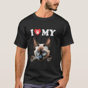 Camiseta Amo a mi gato gatito siamés divertido amante de lo