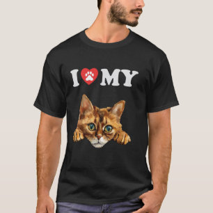 Camiseta Amo a mi gato gatito somalí, madre amante de los g