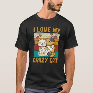 Camiseta Amo a mi gato loco retro