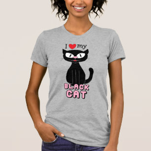 Camiseta Amo a mi gato negro lindo