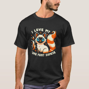 Camiseta Amo a mi gato persa siamés de punta de llama