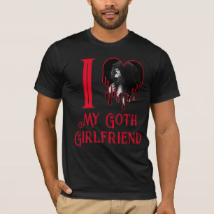 Camiseta Amo a mi Gótico Novia Novia Corazón Rojo Foto Góti