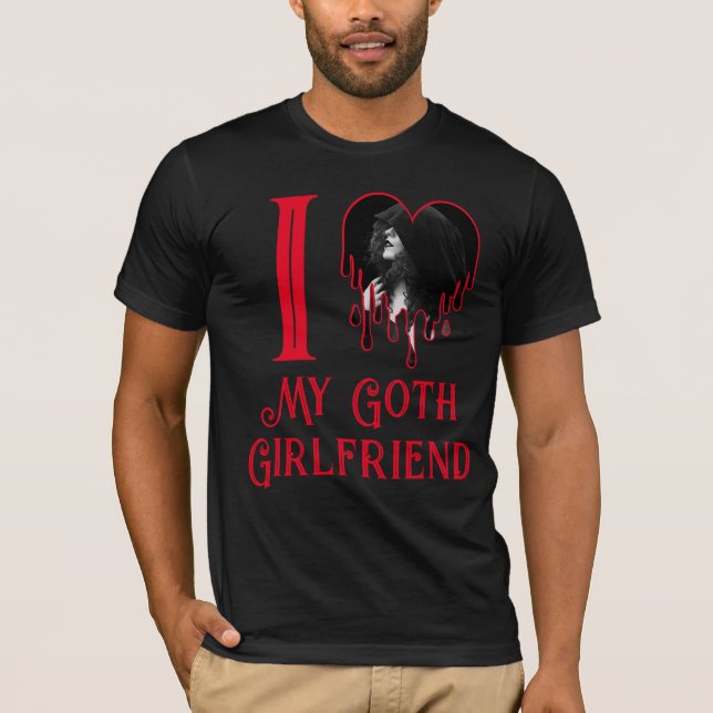 Camiseta Amo a mi Gótico Novia Novia Corazón Rojo Foto Góti (Anverso)