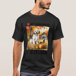 Camiseta Amo a mi Havanese y las hojas de otoño de calabaza
