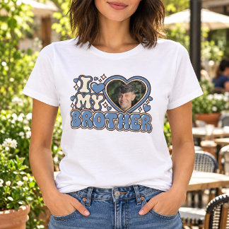 Camiseta Amo a mi hermano Foto personalizada de corazón
