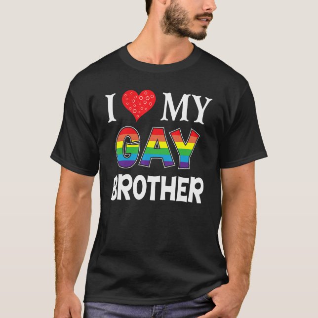 Camiseta Amo A Mi Hermano Gay Lgbt Lesbian Rainbow Orgullo  (Anverso)