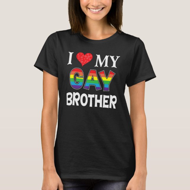 Camiseta Amo A Mi Hermano Gay Lgbt Lesbian Rainbow Orgullo  (Anverso)