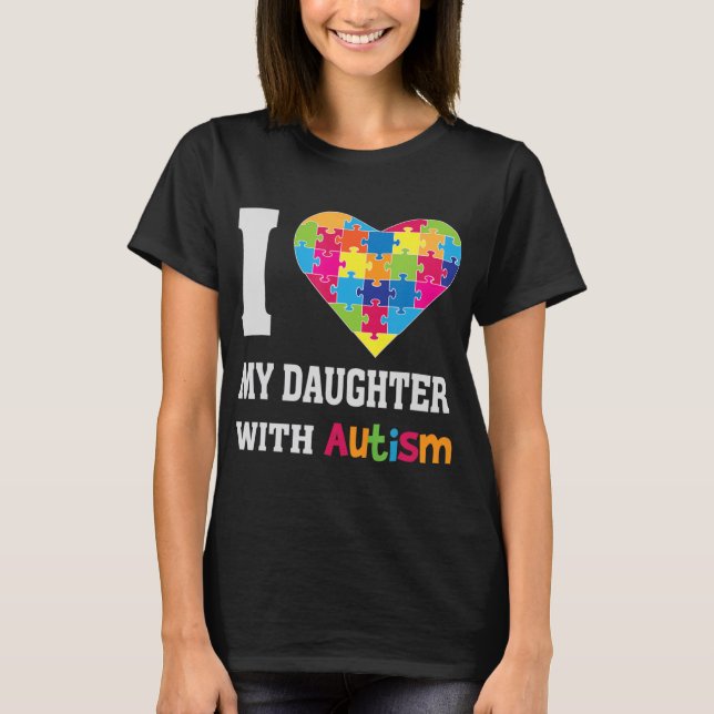 Camiseta Amo A Mi Hija Con Autismo - Orgullosa Mamá Papá Pa (Anverso)