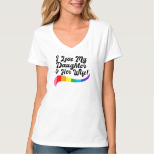 Camiseta Amo a mi hija y a su esposa orgulloso padre gay hi