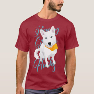 Camiseta Amo a mi Husky Siberiano perro de nieve blanco con