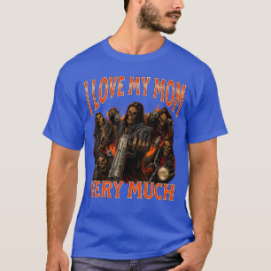 Camiseta Amo a mi mamá mucho Esqueleto divertido Meme amigo