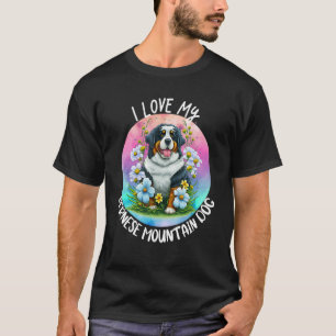 Camiseta Amo a mi mamá perro de montaña bernés flores cacho