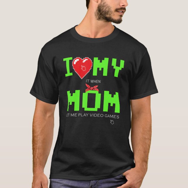 Camiseta Amo a mi mamá Pixel Heart Video Games Niños Niños  (Anverso)