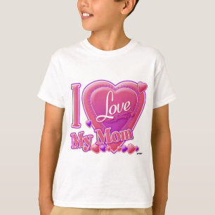 Camiseta Amo a mi mamá rosa/morado - corazón