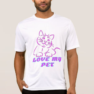 CAMISETA AMO A MI MASCOTA DE CUTE ROSA CAT
