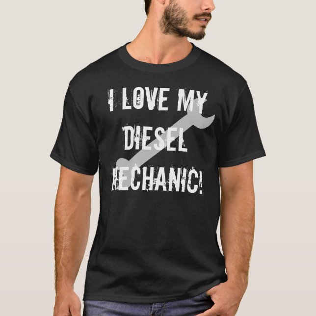 Camiseta Amo a mi mecánico diesel, oscuro (Anverso)