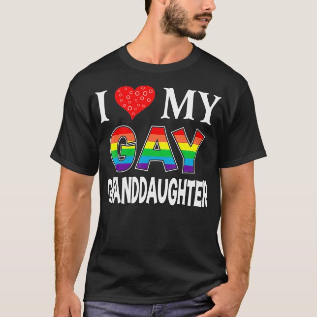 Camiseta Amo a mi nieta gay, el arcoiris lesbiana LGBT (Anverso)