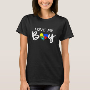Camiseta Amo a mi niño divertido conciencia del autismo mam