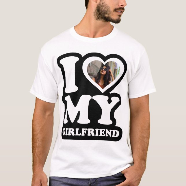 Camiseta Amo a mi novia blanca - foto Personalizado (Anverso)