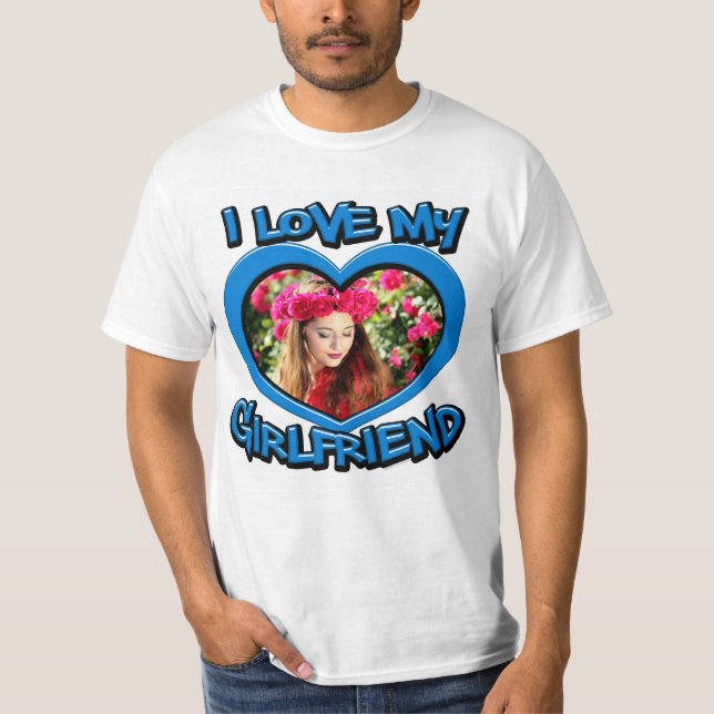 Camiseta Amo a mi novia Bubble Heart Frame Blue (Anverso)