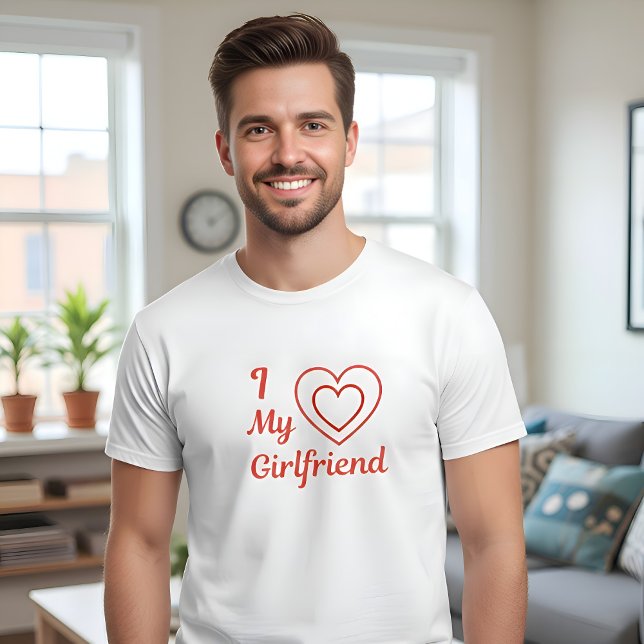 Camiseta Amo a mi novia Corazones Rojos Caligrafía Script (Subido por el creador)