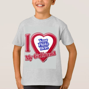 Camiseta Amo a mi novia Foto Corazón Rojo Gris