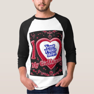 Camiseta Amo a mi novia foto corazón rojo negro