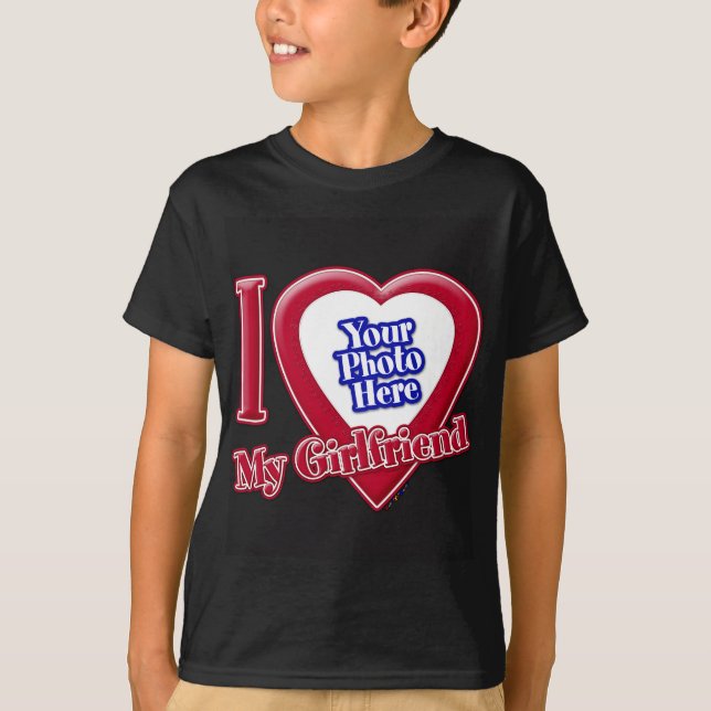 Camiseta Amo a mi novia foto corazón rojo negro (Anverso)