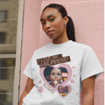 Camiseta Amo a mi novia | Foto del Personalizado 2<br><div class="desc">Crea tu propio regalo con esta plantilla de "Amo a mi Personalizado novia 2 foto-camiseta" en colores rosa y marrón pastel,  personalizable de cualquier color. Añade 2 fotos y 2 texto personalizado en letra manuscrita lúdica. No es mínimo.</div>