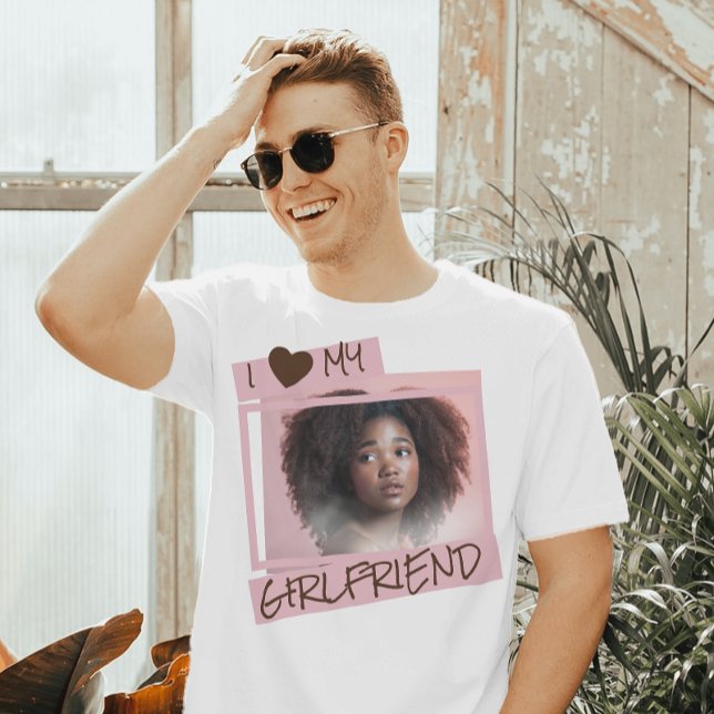 Camiseta Amo a mi novia | Foto y texto del Personalizado (I love my girlfriend custom mens tshirts)